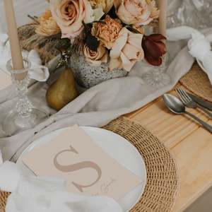NY WEDDING MENU & PLACE NAME SET NATURAL