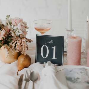 Table Numbers: PAINTED WATERCOLOUR TABLE NUMBER NAVY