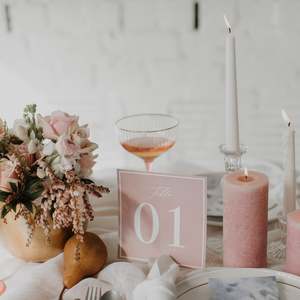 PAINTED WATERCOLOUR TABLE NUMBER PINK