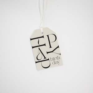 Greeting Cards: MONOCHROME HAPPY BIRTHDAY GIFT TAG