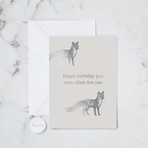 Happy Birthday: SILVER FOX FOIL CARD