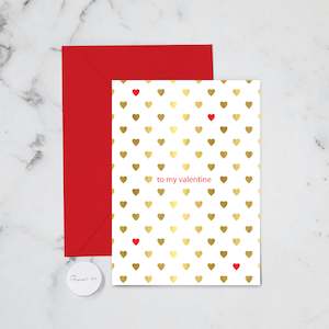 Love Cards: MY VALENTINE GOLD HEARTS