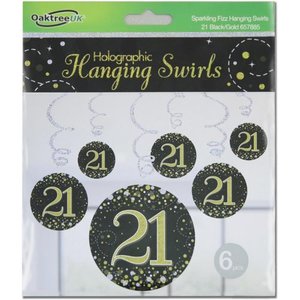 Partyware: Hanging Swirl SPARKLING FIZZ 21st Black/Gold #APOT657885