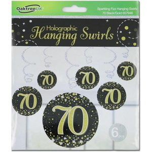 Partyware: Hanging Swirl SPARKLING FIZZ 70th Black/Gold #APOT657946