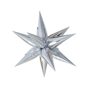 Foil Starbursts: 26" 65cm - Starburst Foil Balloon SILVER 65cm 0581