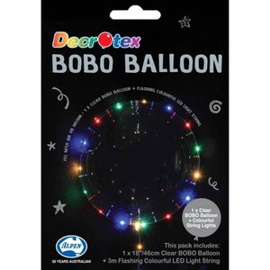 BOBO Crystal Ball Clear 18"/45cm with 3m LED Light String Coloured Lights #215180 - Each