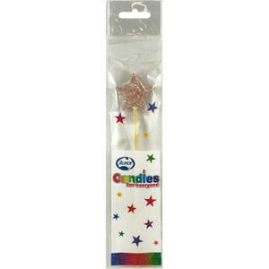 Long Stick Candle STAR Rose Gold #447253 Each