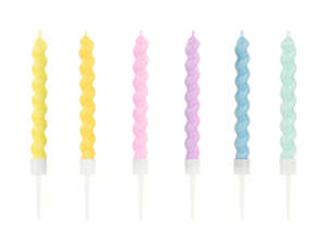 Candles: PD Candles Pastel CURLY 8.5cm 6 pk   SCS-15-000