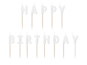 Candles: PD Candles HAPPY BIRTHDAY 2.5cm White   SCS-13-008