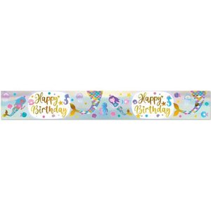 Banners Bunting: BANNER 2.7m Shimmering Mermaid BIRTHDAY #OT625730