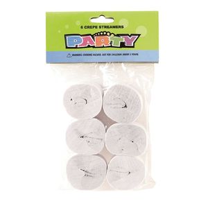 Confetti Scatters: Crepe STREAMER Rolls 6 x 10m WHITE #FS489017