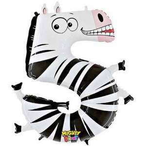 40"/100cm Number Foil ZOOLOON Number Five Zebra #AP210015 - Each (Pkgd.)