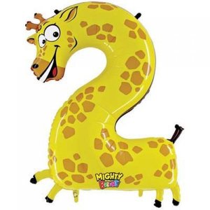 40"/100cm Number Foil ZOOLOON Number Two Giraffe #AP210012 - Each (Pkgd.)