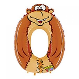 40"/100cm Number Foil ZOOLOON Number Zero Monkey #AP210020 - Each (Pkgd.)