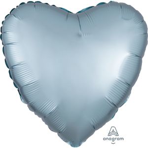 Satin Luxe: 45cm Heart Foil PASTEL BLUE Satin Luxe #HA39911 - Each (pkgd.)