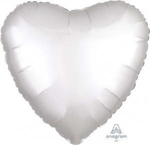 Satin Luxe: 45cm Heart Foil WHITE Satin Luxe #HA38590 - Each (pkgd.)