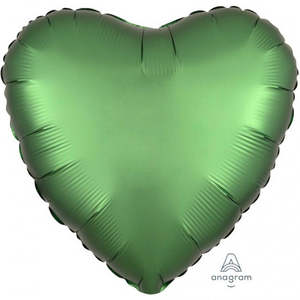 Satin Luxe: 45cm Heart Foil EMERALD Satin Luxe #HA38587 - Each (pkgd.)