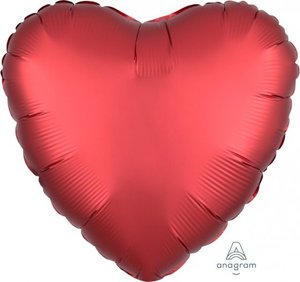 Satin Luxe: 45cm Heart Foil SANGRIA Satin Luxe #HA38584 - Each (pkgd.)