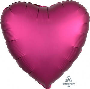 Satin Luxe: 45cm Heart Foil POMEGRANATE Satin Luxe #HA36828 - Each (pkgd.)