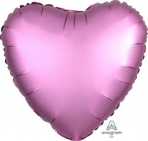 45cm Heart Foil FLAMINGO Satin Luxe #HA36822 - Each (pkgd.)