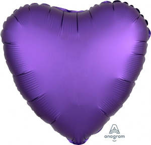 Satin Luxe: 45cm Heart Foil PURPLE ROYALE Satin Luxe #HA36818 - Each (pkgd.)