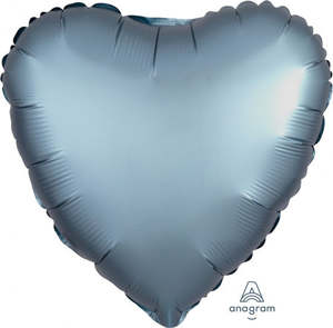 Satin Luxe: 45cm Heart Foil STEEL BLUE Satin Luxe #HA36814 - Each (pkgd.)