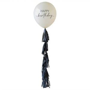 60cm Latex: 24" Latex Happy BIRTHDAY with Black Tassel Tail #CN107