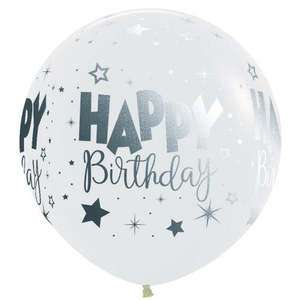 60cm Latex: 60cm Latex Round Happy Birthday Fantasy #222443 - Pack of 3