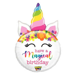 33" Shape Foil Mighty BIRTHDAY Unicorn #2535860 - Each ( Pkgd.)