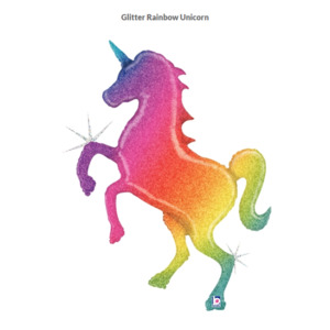 Unicorn Magical 1: 84cm Foil Balloon UNICORN Glitter Rainbow Holographic #HA35700 - Each (Pkgd.)