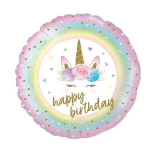 18" Foil Flowers Unicorn Birthday Holo #OT229691