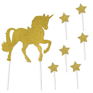 Unicorn Magical 1: UNICORN Cake Toppers 7 pcs Gold #54970