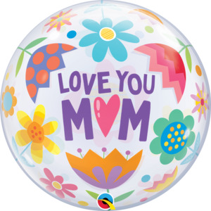 Printed Bubbles: 22" Bubble Love You M(HEART)M Flowers #24898