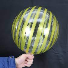 Printed Bubbles: 18" Bubble Balloon Yellow STRIPE #BBSTRIPE-YEL