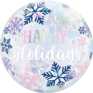 56cm Single Bubble Happy Holiday Snowflakes #14834 - Each