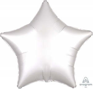 Foil Stars: 48cm Star WHITE Satin Luxe Plain Foil #HA38591 - Each (pkgd.)