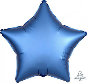 Foil Stars: 48cm Star AZURE Satin Luxe Plain Foil #HA36811 - Each (pkgd.)