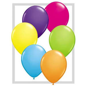 28cm Latex Solid Colour Assortments: 28cm Round Tropical Assorted Qualatex Plain Latex #25341 - Pack of 100