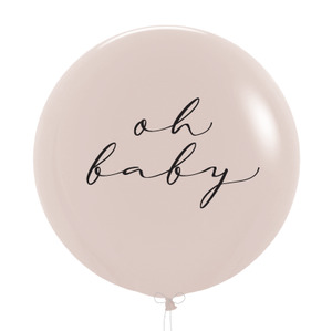 90cm Latex Printed: 90cm Latex Gender Reveal Oh Baby ... White Sand pack of 1 #FS79620921