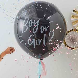 90cm Latex Printed: 90cm Round Oh Baby! Boy or Girl Gender Reveal Latex OB115 Each