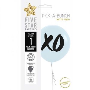 90cm Latex Printed: 90cm Round Matte White "XO" black print #7799009 - Each