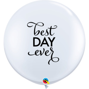 90cm Round White SIMPLY Best day Ever #88201 - Pack of 2