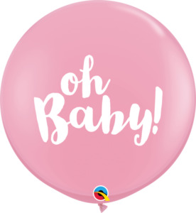 90cm Latex Printed: 90cm Round Pink Oh Baby! #85829 - Pack of 2