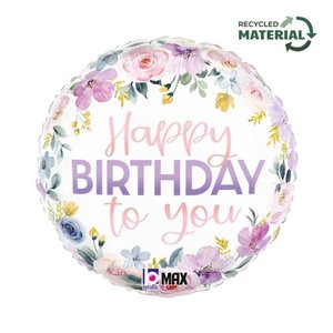 45cm Foils Printed: 18" Foil Floral Watercolour BIRTHDAY #26530