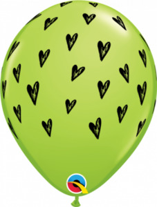 Printed Latex Love: 28cm Round Lime Green Prickly Heart Seeds #10071 - Pack of 50