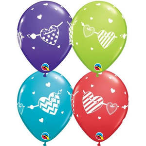 28cm Round Special Assorted Banner Hearts #46064 - Pack of 50