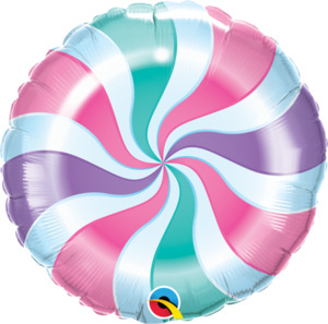 Sweets Candy: 18" Foil CANDY Pastel Swirl #Q19852