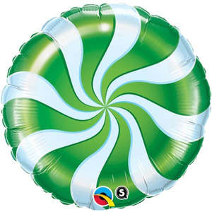 Sweets Candy: 45cm Round Foil Candy Swirl Green #64333 - Each (Pkgd.)