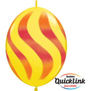Quick Links Printed: 30cm Quick Link Yellow Wavy Stripes/ORG & RED #28096 - Pack Of 50