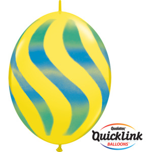 30cm Quick Link Yellow Wavy Stripes/GRN & BLUE #28107 - Pack Of 50